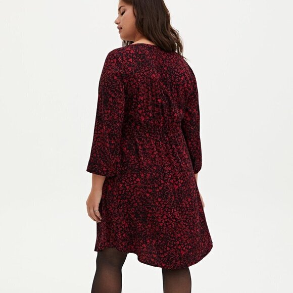 TORRID | Mini Challis Zip-Front Shirt Dress Hearts | Sz. 00/M/10 - Picture 4 of 11